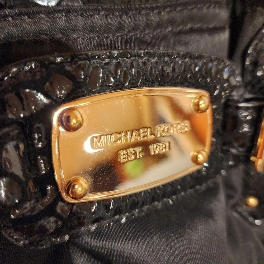 Michael Kors Gansevoort Tote/ Handbag with Croc embossed patent leather trims